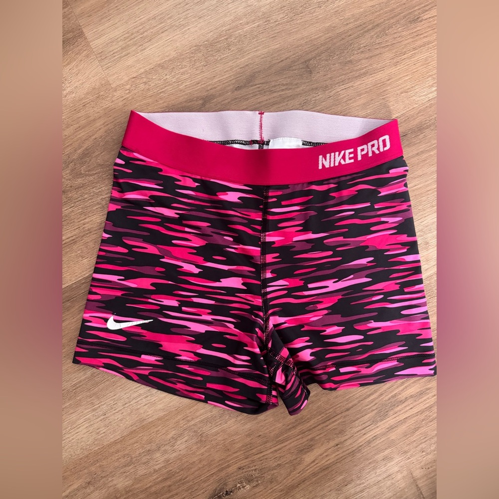 Nike Pro Women's Athletic Shorts in Pink and Black